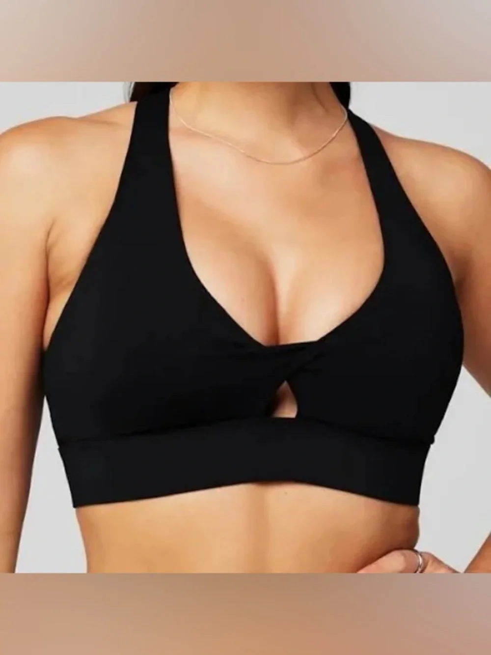 Fabletics Oasis Black Ribbed Sports Bra - M no tag